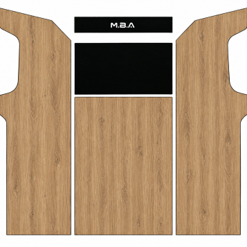 Borne arcade maquette 2D texture chene clair vertical