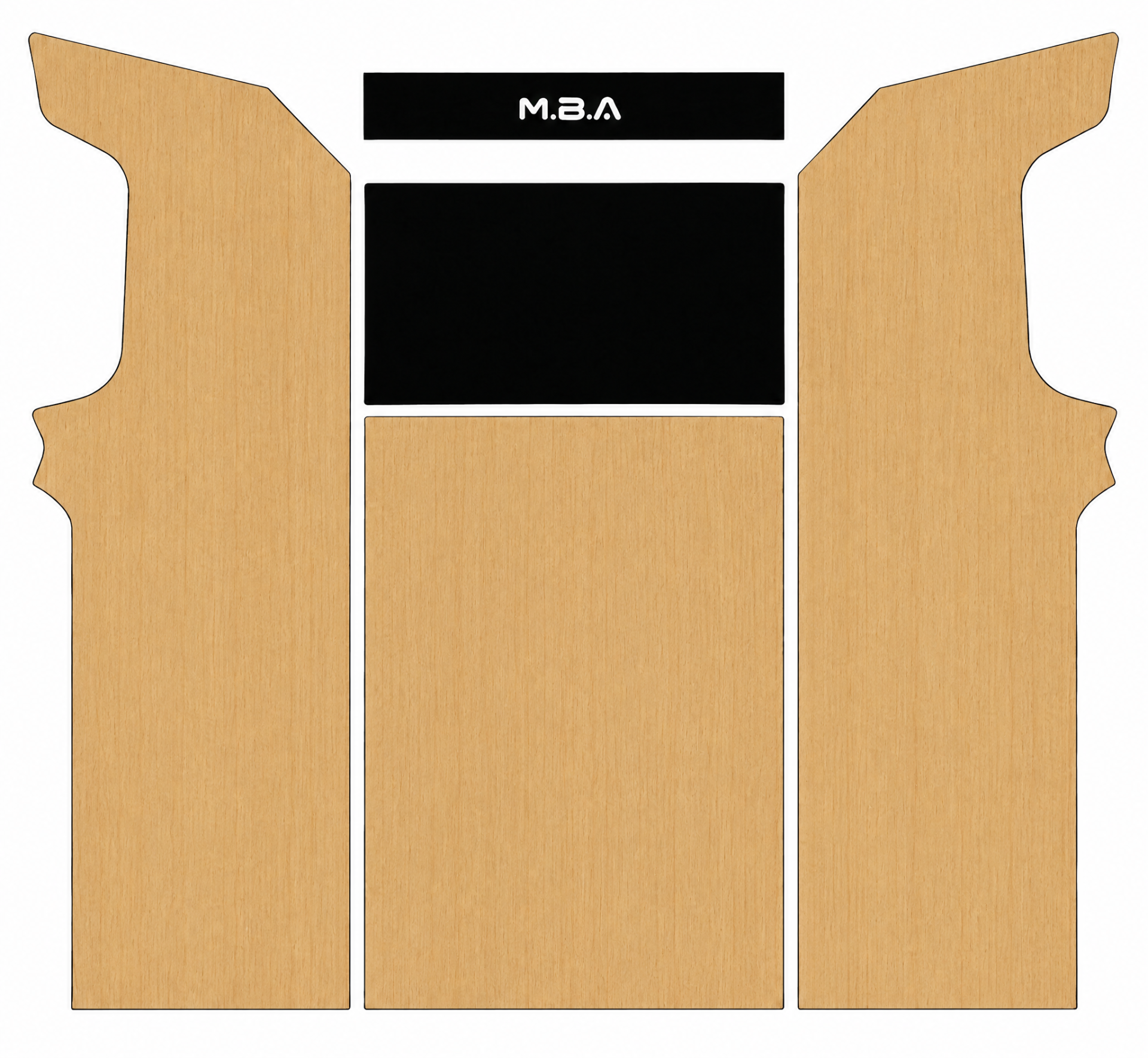 Maquette 2D borne arcade texture hetre vernis mat